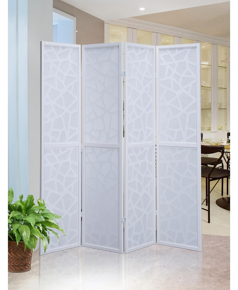 Simplie Fun Giyano 4 Panel Screen Room Divider, White