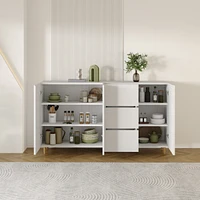 Streamdale Furniture Modern White Mdf Sideboard Cabinet with 4 Doors & 3 Drawers