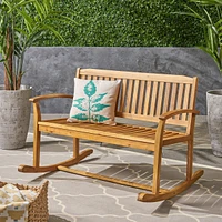Streamdale Furniture Acacia Wood Rocking Love Seat Timeless Family Comfort for Generations