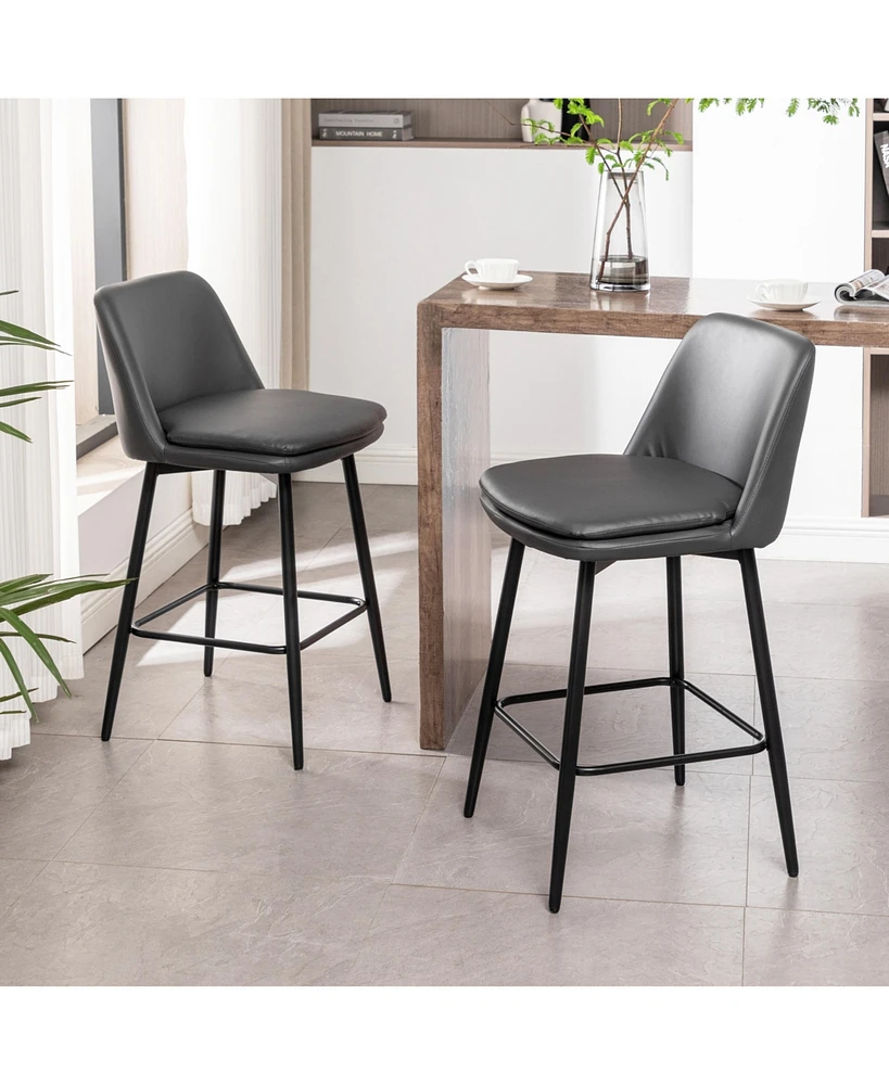 Simplie Fun Modern Small Counter Stools for Kitchen Island with Curved Back and Upholstered Seat