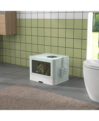 Streamdale Furniture Innovative Front-Entry Top-Exit Litter Box with Anti-Tracking Design