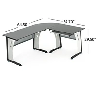 Streamdale Furniture Modern Glass and Iron Multitasking Office Desk