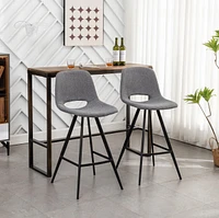 Fabric Kitchen 28.25" Counter Height Stools, Set of 2, Gray