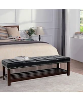 Simplie Fun Wooden Base Upholstered Bench for Bedroom for Entryway