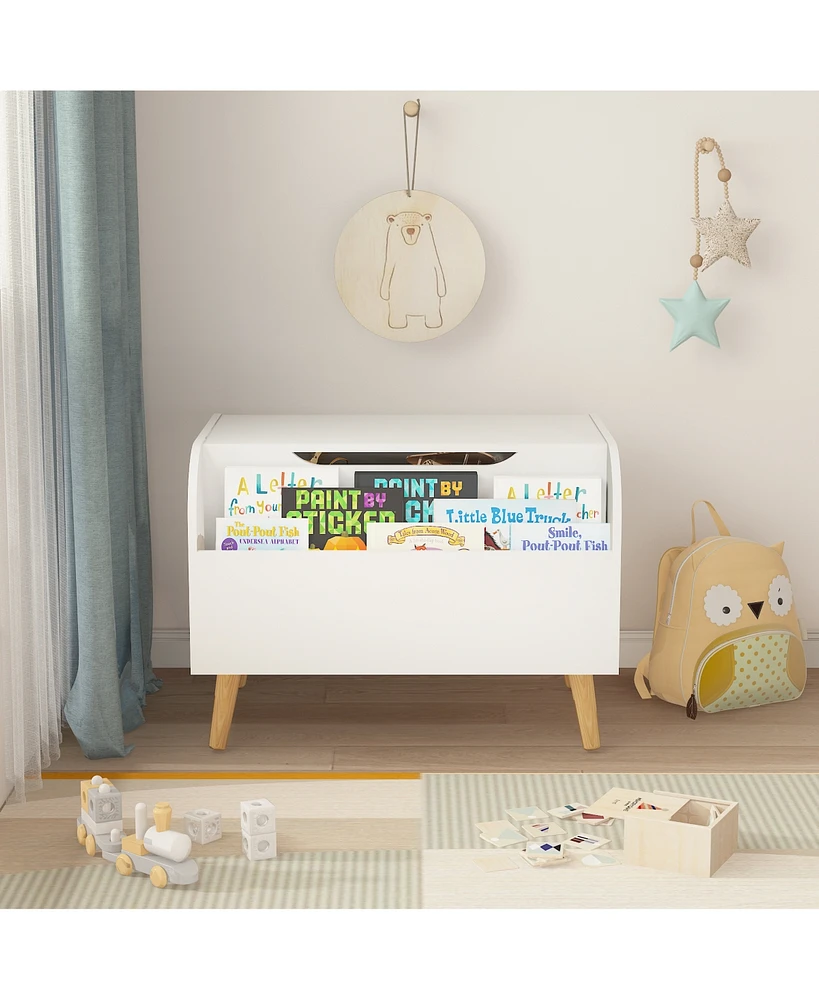 Simplie Fun Multipurpose Toy Box with Bookshelf in White (23.62" W x 15.75" D x 17.13" H)