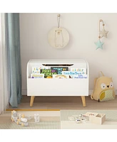 Simplie Fun Multipurpose Toy Box with Bookshelf in White (23.62" W x 15.75" D x 17.13" H)