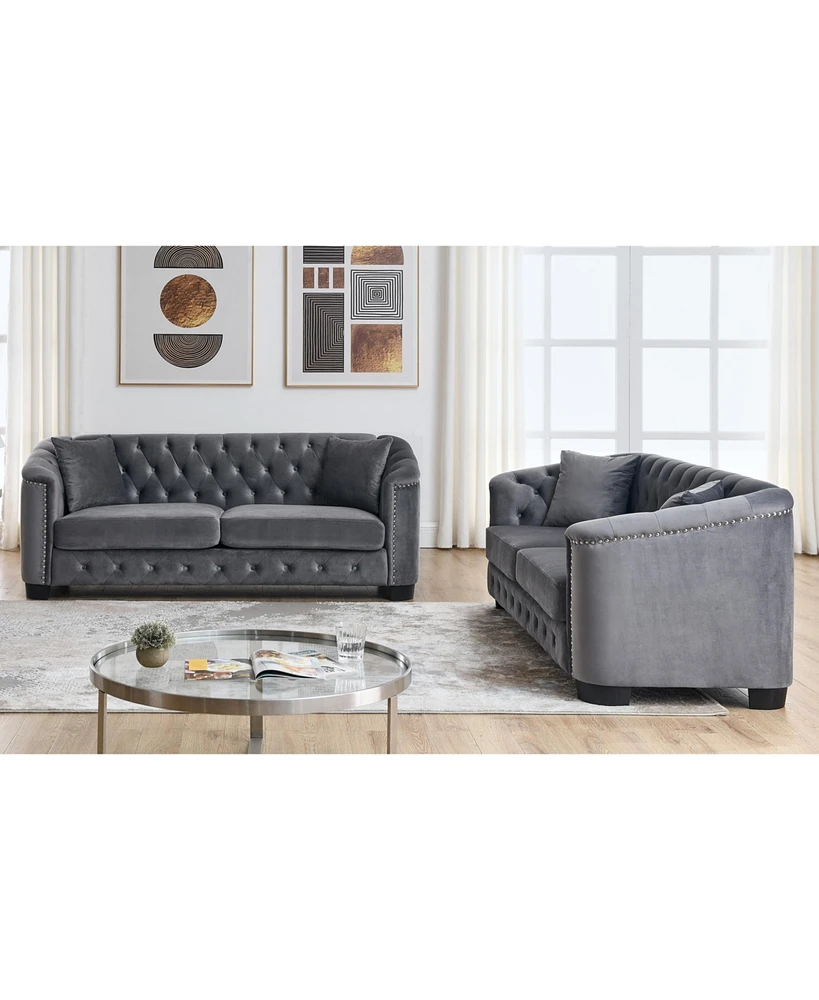 Simplie Fun 3-seater + 3-seater Combination sofa.Velvet Grey