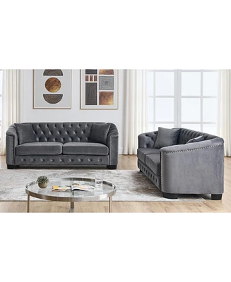 Streamdale Furniture 3-seater + 3-seater Combination sofa.Velvet Grey