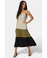 Bebe Women's Color Block Tiered Maxi Dress