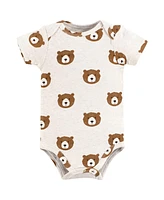 Hudson Baby Boys Cotton Bodysuits, 3-Pack