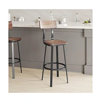 Emma+Oliver Restaurant Barstool With Wood Seat & Back And Powder Coat Frame