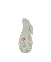 Slickblue Set of 2 Modern Bunny Rabbit Figurines Featuring Etched Floral Designs