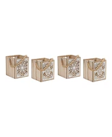 Slickblue Set of 4 Snowflake Lanterns 14”H Wooden Decor