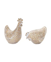 Slickblue Decorative Chicken Figurine Set of 2 with Etched Design