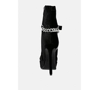 Rag & Co Zeppelin Black High Platform Velvet Ankle Boots