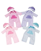 Jc Toys Outfits with Matching Hat for Dolls 14"-16" - Set of 4 - Assorted pre