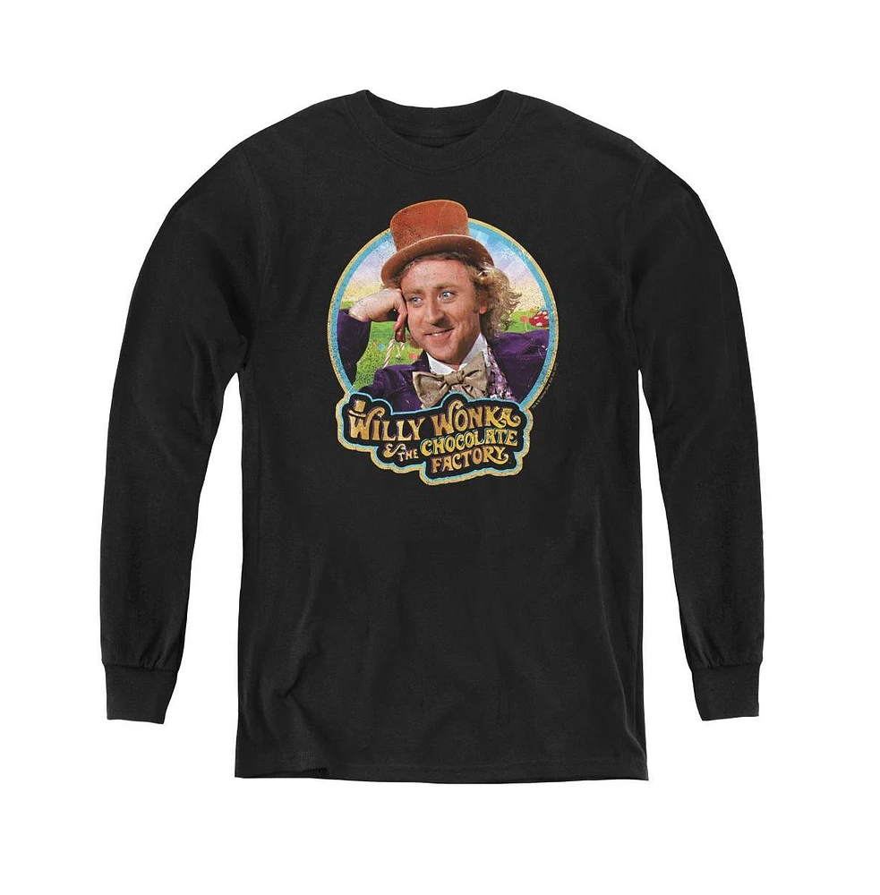 Willy Wonka And The Chocolate Factory Boys Youth Its Scrumdiddlyumptious Long Sleeve Sweatshirts