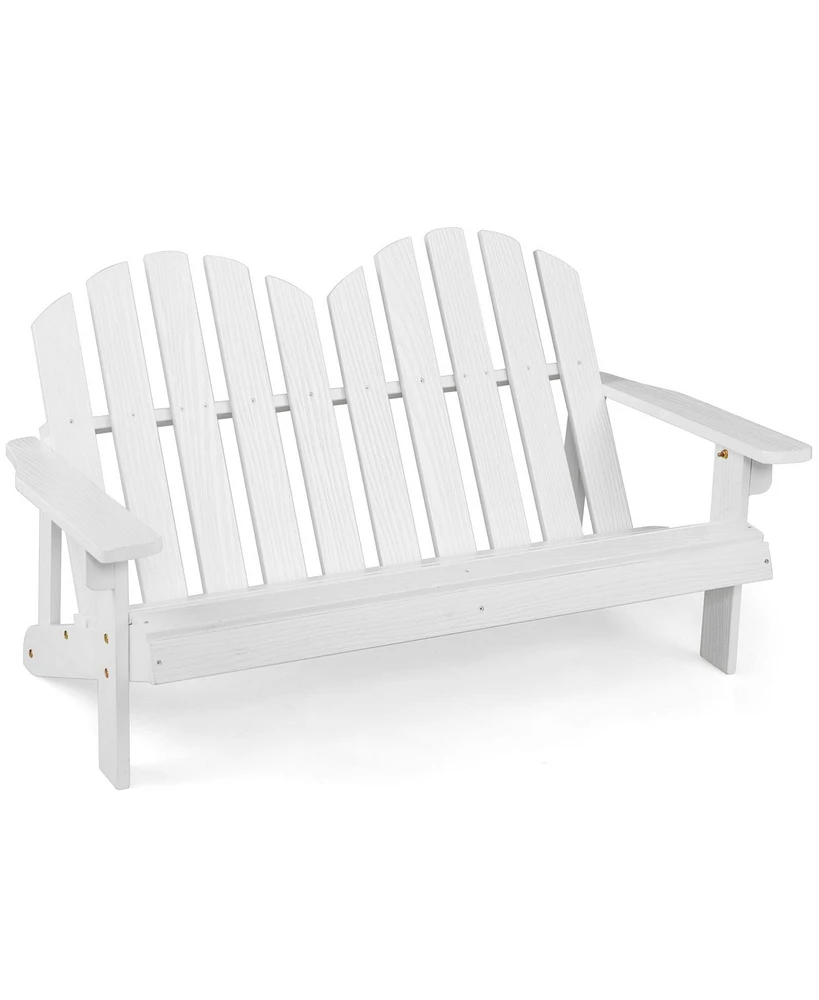 2 Person Fir Wood Adirondack Chair with High Backrest