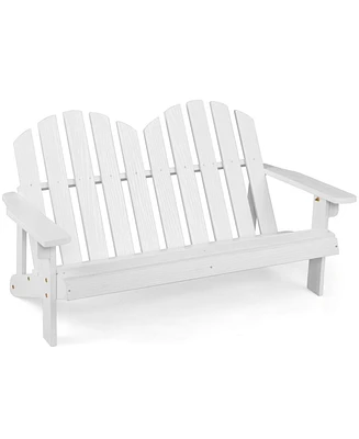 2 Person Fir Wood Adirondack Chair with High Backrest