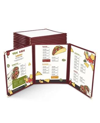 Yescom WeChef 30 Packs Restaurant Menu Covers 8.5 x 11 Triple Fold 3 Pages 6 Views Burgundy