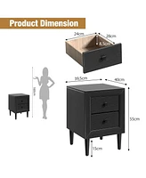 Sugift Multipurpose Retro Bedside Nightstand with 2 Drawers