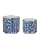 Slickblue Ornamental Blue And White Ceramic Pot (Set of 2)