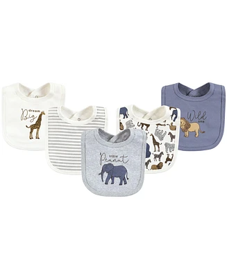 Touched by Nature Infant Boy Organic Cotton Bibs, Classic Safari, One Size