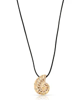 Ettika Swirled Shell Pendant Black Cord Necklace