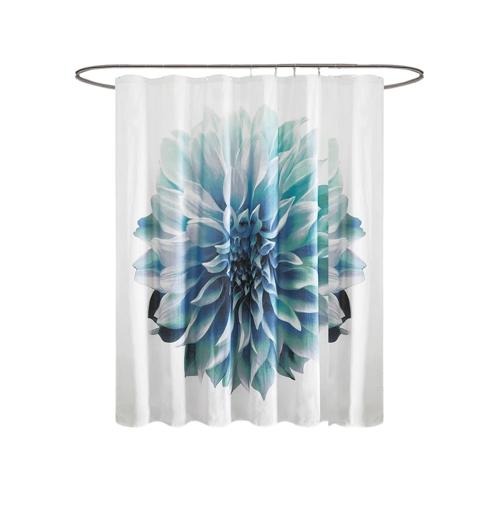 Home Outfitters Aqua 100% Cotton Printed Shower Curtain 72"W x 72"L, for Bathrooms, Modern/Contemporary