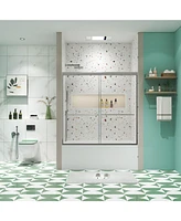 Simplie Fun Bypass Sliding Shower Door with Easy Clean Glass