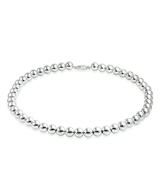 Bling Jewelry Classic Simple Plain Hand Strung 10MM Round .925 Sterling Silver Ball Bead Strand Necklace For Women Shinny Polished 18 Inch