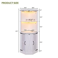 Simplie Fun 67.7" Led Corner Bar Cabinet with Power Outlet, Usb Ports, and Adjustable Shelves