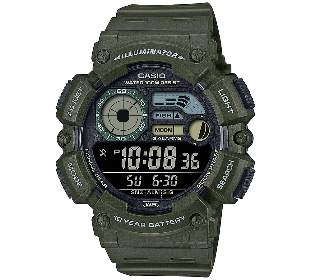 Casio Men's Digital Green Resin Strap Watch 50mm