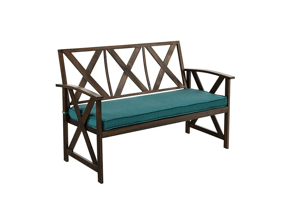 Slickblue Outdoor Garden Bench with Detachable Sponge-Padded Cushion-Brown