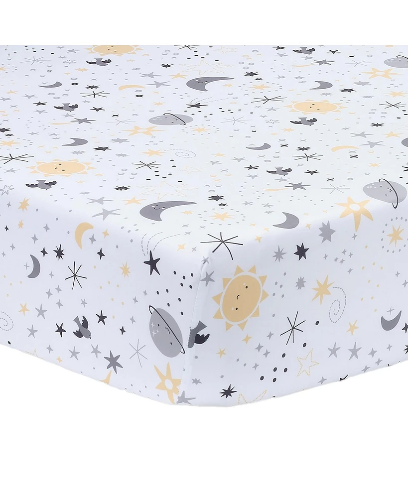 Bedtime Originals Little Star White Celestial Microfiber Baby Fitted Crib Sheet