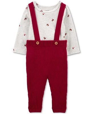 Carter's Baby Boys 2-Pc. Reindeer Bodysuit & Suspender Pants Set