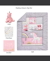 Bedtime Originals Rainbow Unicorn Pink/Purple 4-Piece Baby Crib Bedding Set