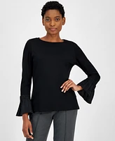 Anne Klein Women's Serenity Boat-Neck Long-Sleeve Top