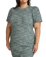 Calvin Klein Plus Jewel-Neck Tweed Sheath Dress