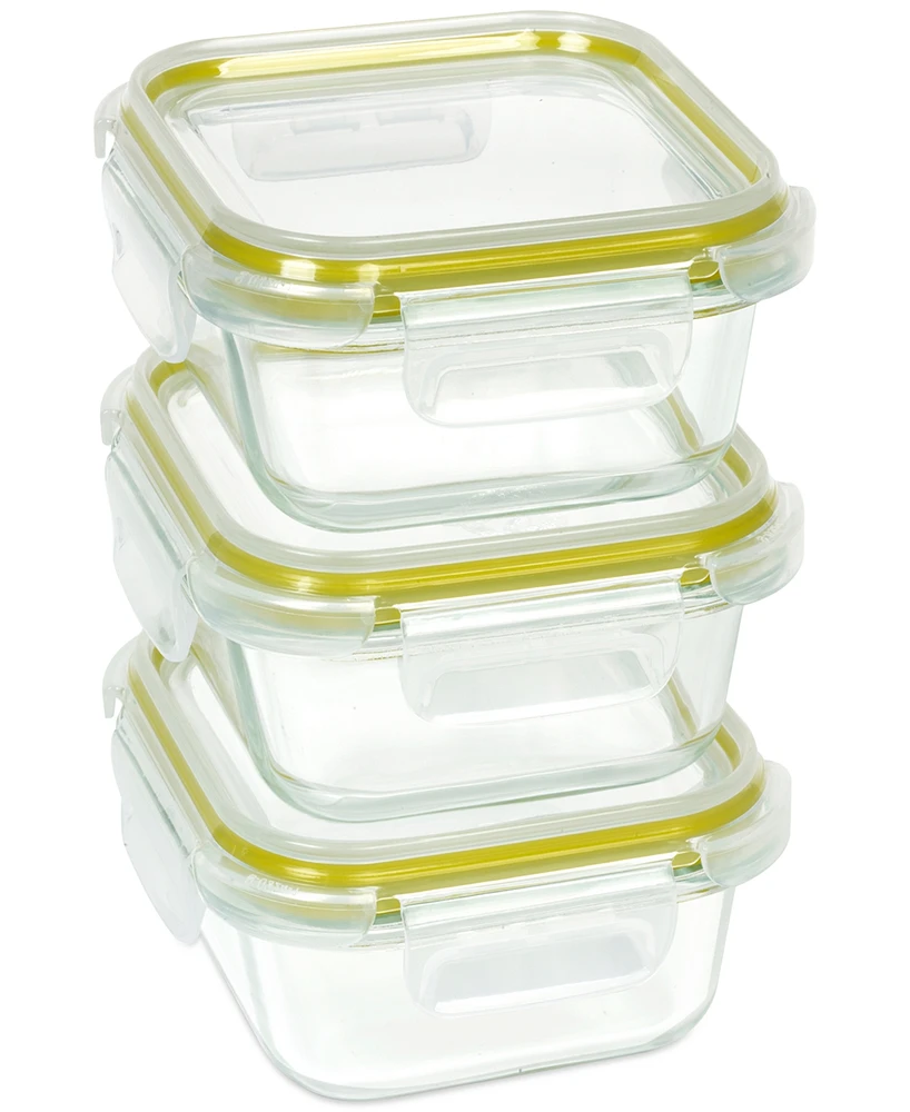 Sedona Kitchen 3-Piece Square Glass Food Storage Container Set