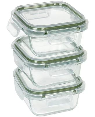 Sedona Kitchen 3-Piece Square Glass Food Storage Container Set