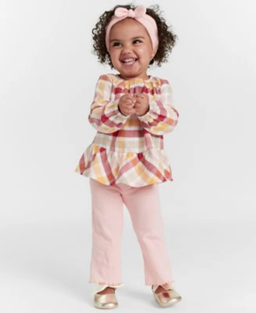 First Impressions Baby Girls Plaid Tunic Leggings Set Soft Sole Ballet Flats Created For Macys