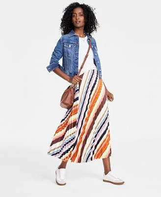 On 34th Womens Trucker Jacket Tank Top Pleated Maxi Skirt Low Top Sneakers Created For Macys