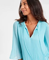 Jm Collection Women's Pleated Chiffon Flutter-Sleeve Top, Xs-4X, Created for Macy's