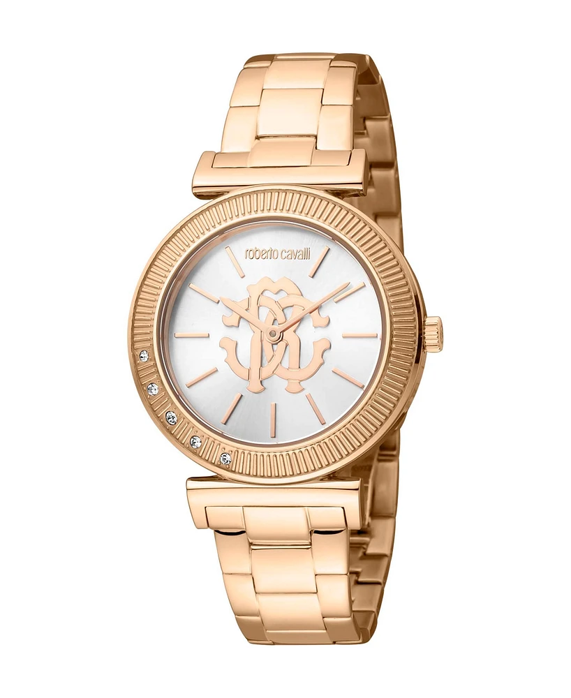 Roberto Cavalli Women's Quartz Rose-Gold Stainless Steel Watch 34mm