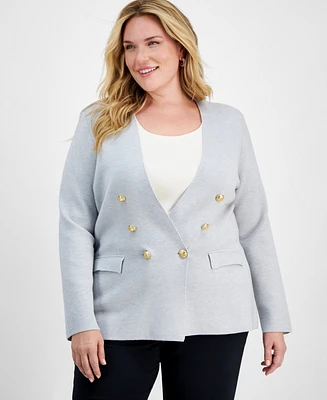 I.n.c. International Concepts Plus Double-Breasted Jersey Blazer, Created for Macy's