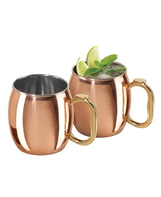 Oggi Set of 2 20oz Copper Plated Stainless Steel Moscow Mule Mugs