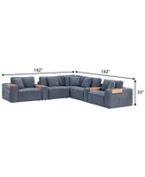 Nycolle 7-Pc. Modular Fabric L-Shape Sectional with 2 Consoles, Created for Macy's