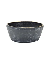 Slickblue Round Distressed Metal Planter With Gold Accent (Set of 2)