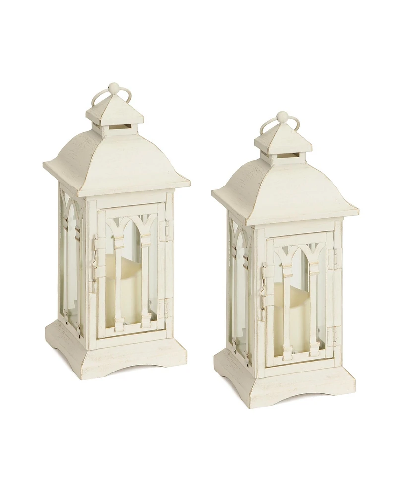 Slickblue Metal Lantern With Led Candle (Set of 2)